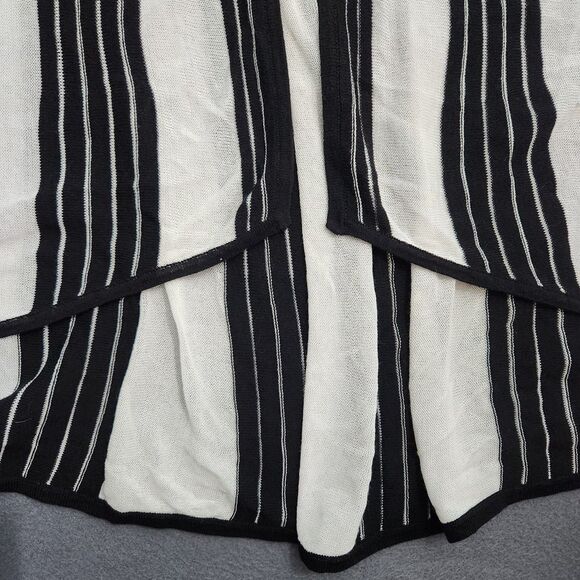 Chico's Women 0 US S Cardigan Sweater Black White Striped Knit Open Front - Picture 3 of 10